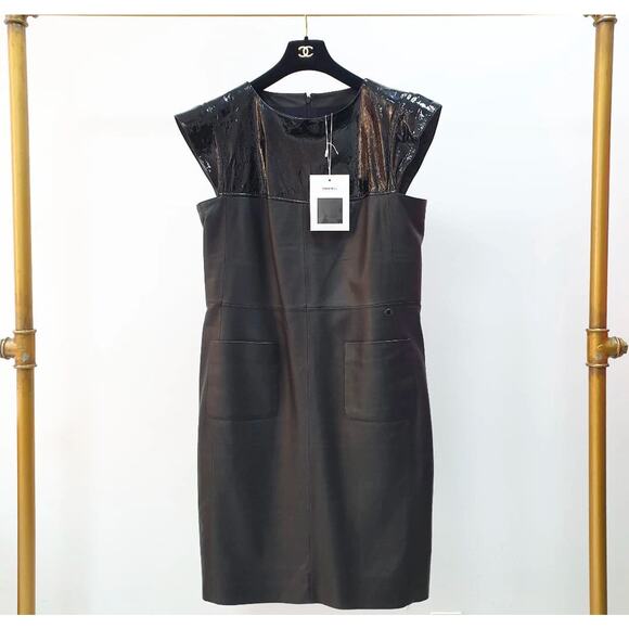 CHANEL Dresses & Skirts - NWT Chanel 18S Black Lambskin Mini Dress Sz.50